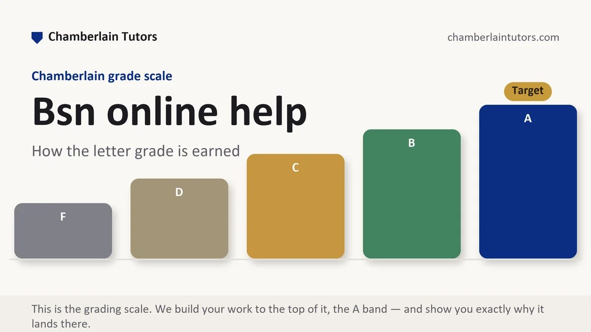 Bsn online help at Chamberlain, the grading standard every deliverable is built to, from Chamberlain Tutors