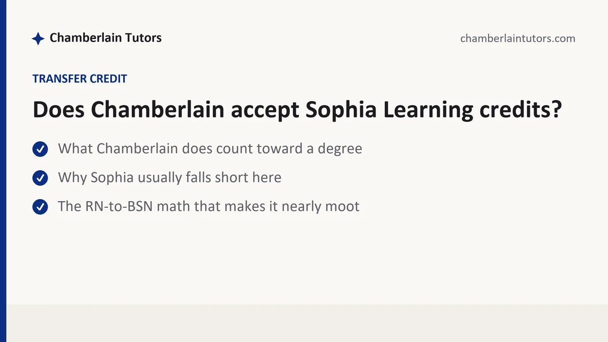 Does Chamberlain accept Sophia Learning credits?, a Chamberlain student guide, from Chamberlain Tutors