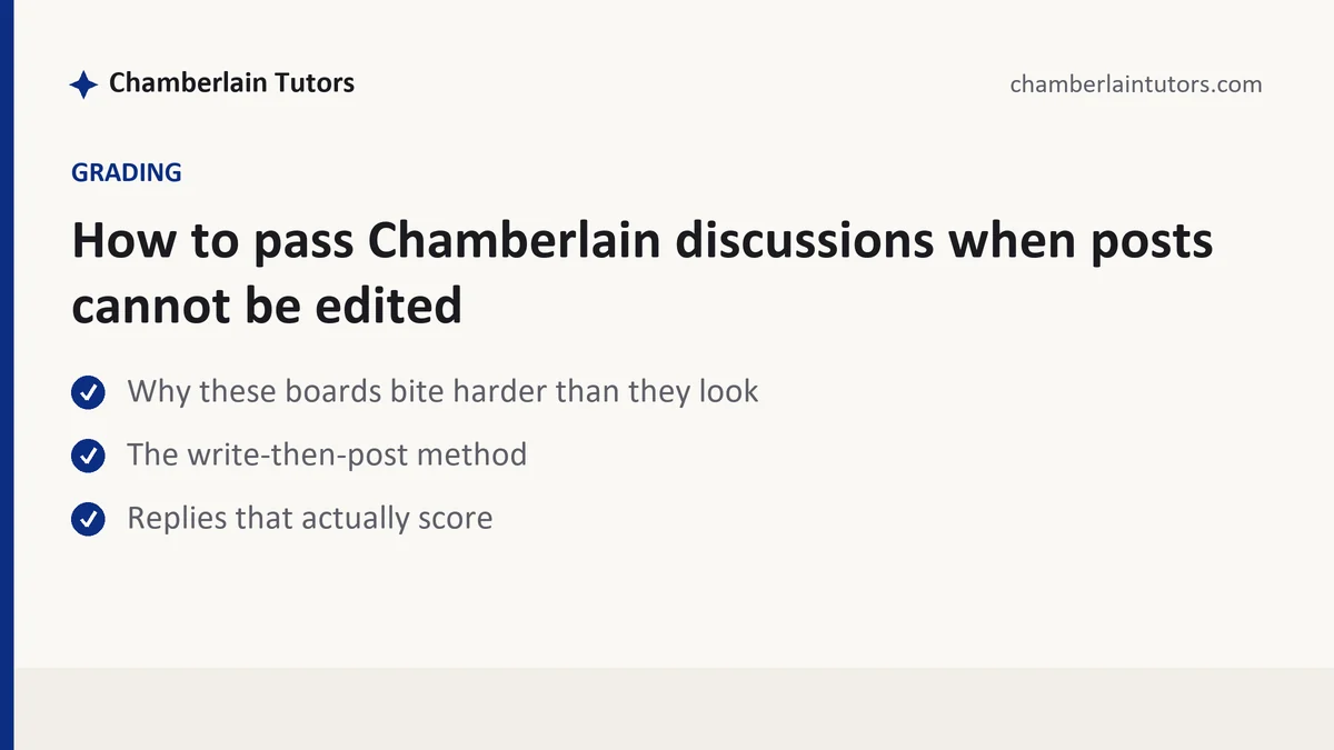 How to pass Chamberlain discussions when posts cannot be edited, a Chamberlain student guide, from Chamberlain Tutors