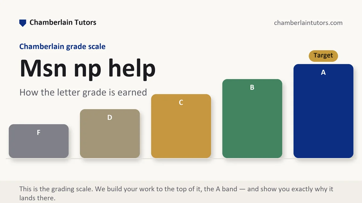Msn np help at Chamberlain, the grading standard every deliverable is built to, from Chamberlain Tutors