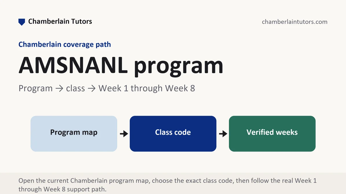 AMSNANL program at Chamberlain, program to class to verified week path, from Chamberlain Tutors