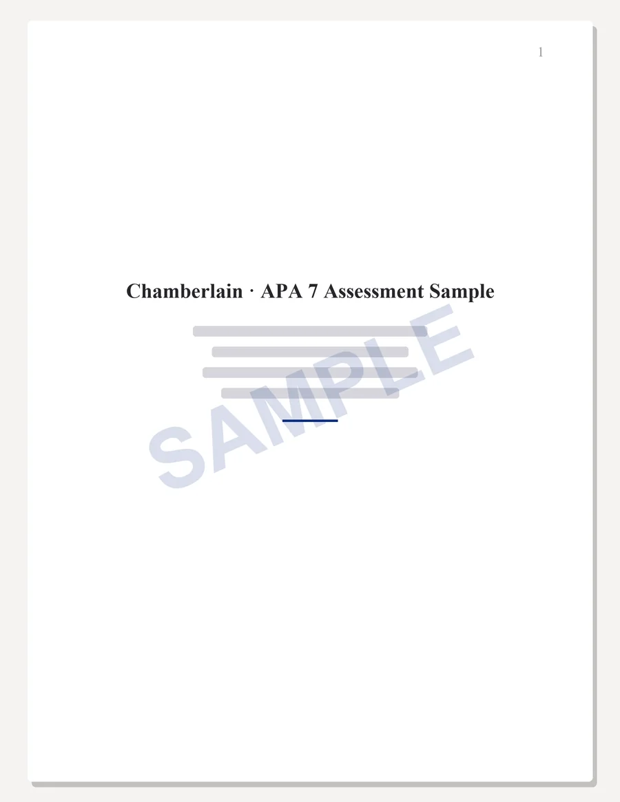 Chamberlain sample paper preview, APA 7 title page, written to the scoring guide